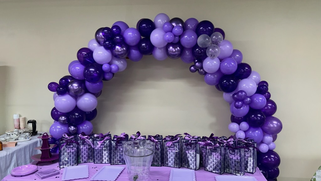 Purple balloon arch